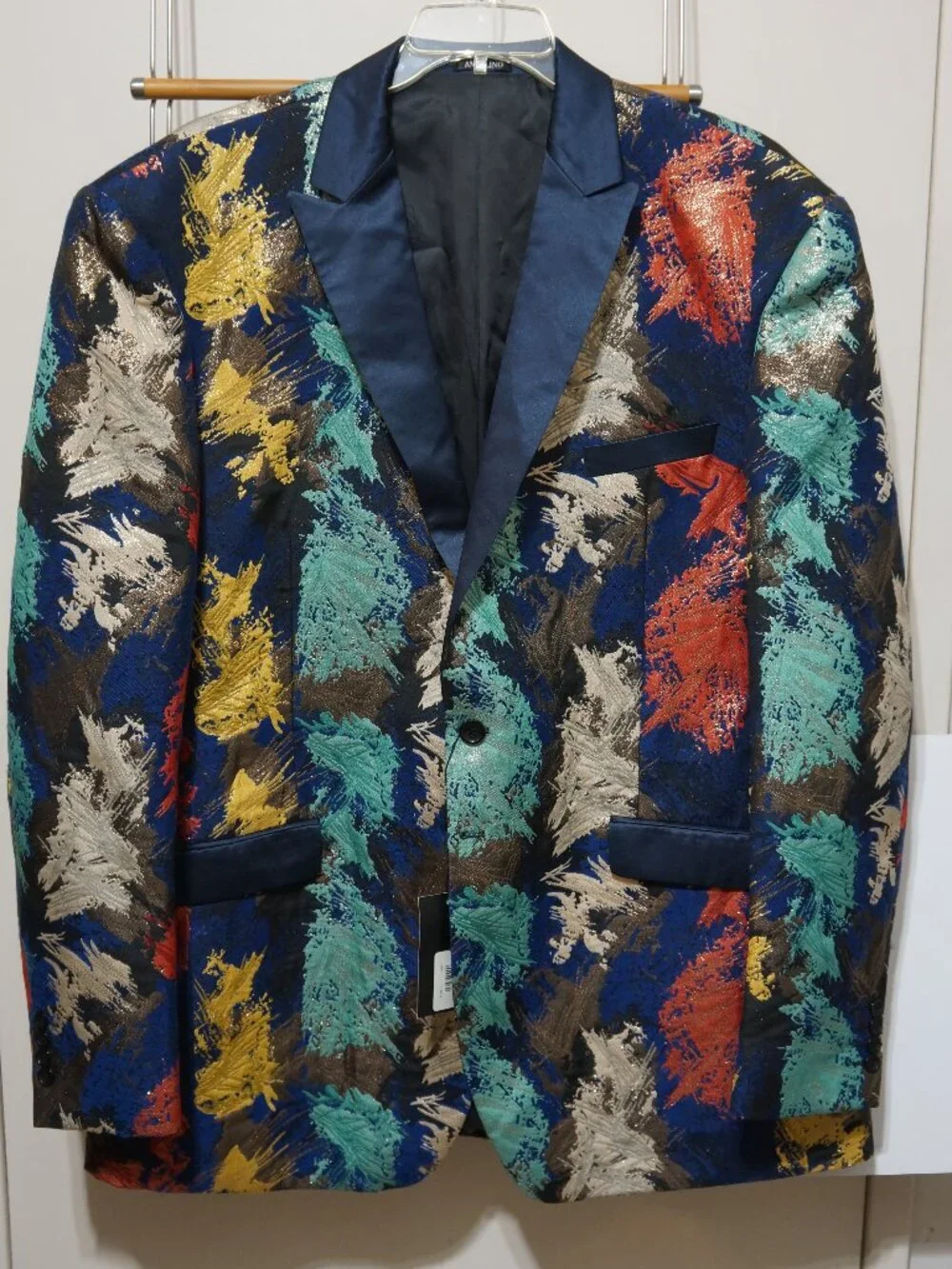NWT Angelino Mens 50L Tuxedo Blazer Metallic Paint Splash Suit Jacket